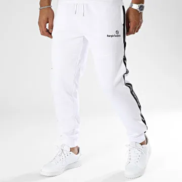 Pantaloni da jogging con bande laterali in pile, bianco