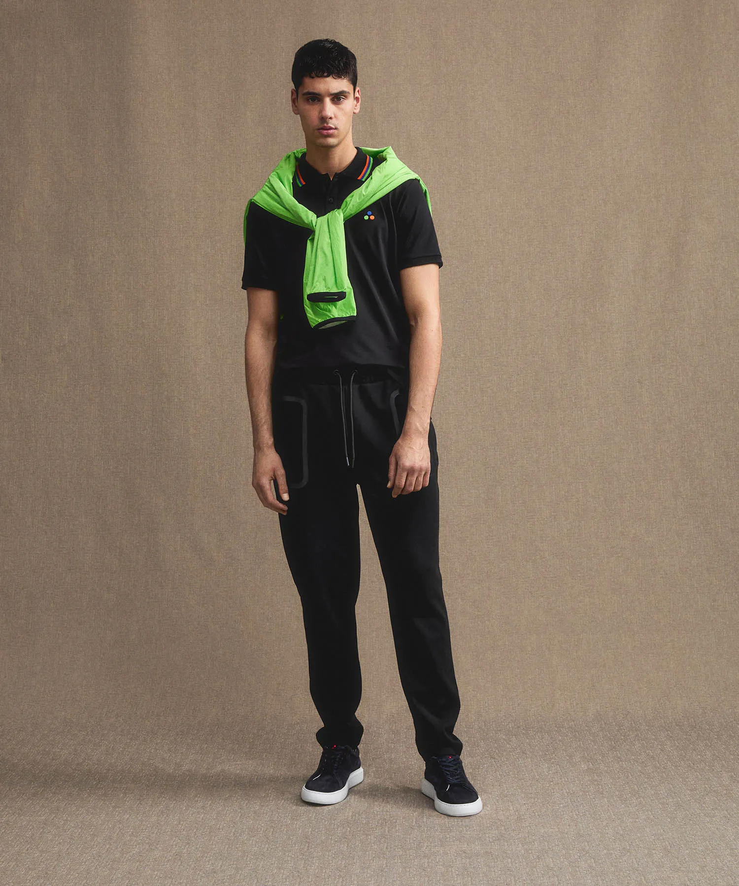 Pantaloni joggers in cotone stretch con nastrature