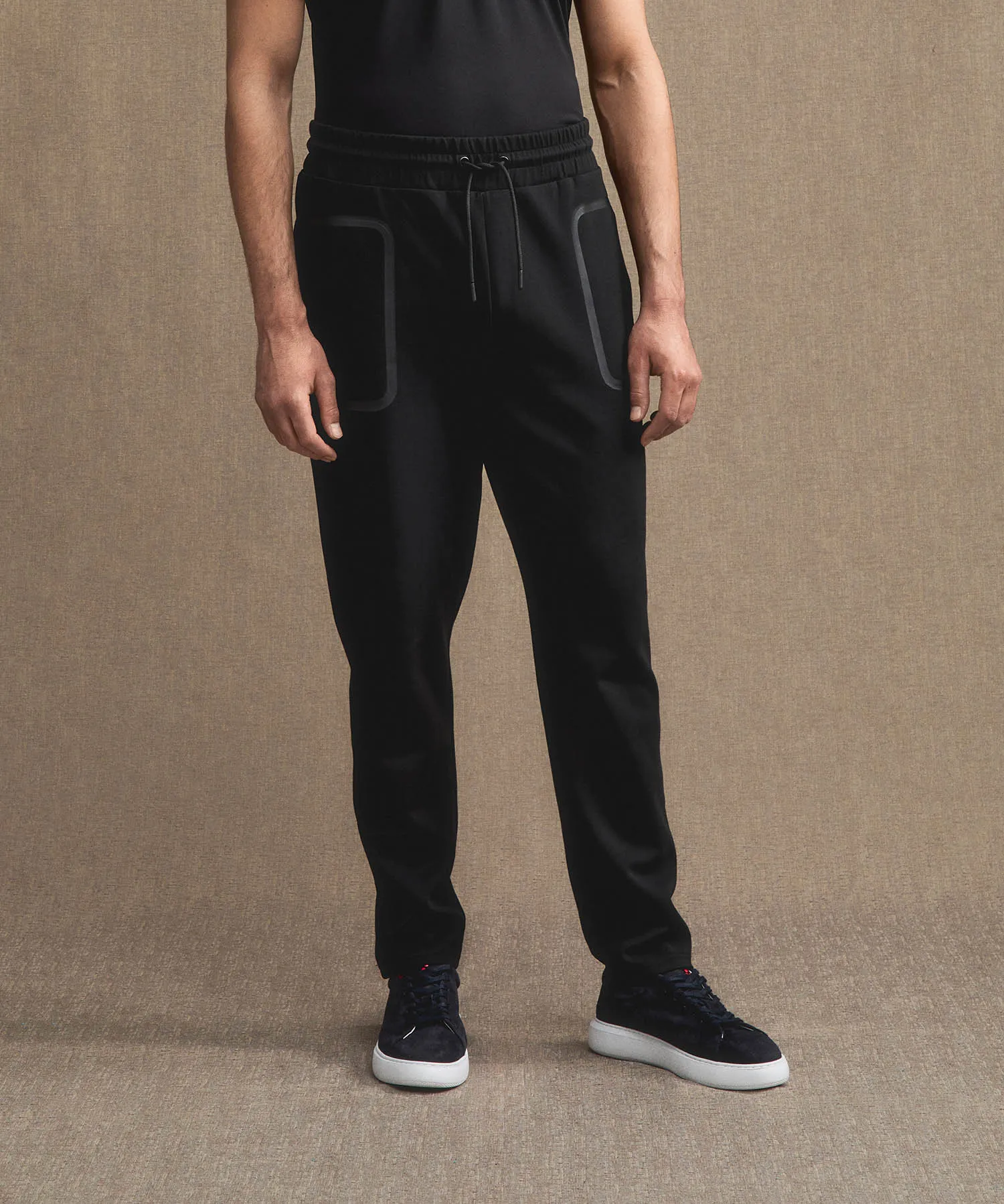Pantaloni joggers in cotone stretch con nastrature